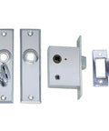 Marine Life Mortise Latch Set Universal Fit Chrome Finish built for boats and wet environments, components laid out