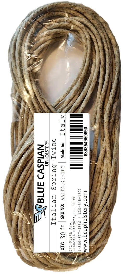 Badass Italian Spring Upholstery Twine 10 Yard 4 Ply Hemp With Gritty Wax Finish, 30ft spool for upholstery projects.