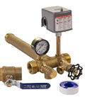 Pressure Tank Installation Kit With Brass Union Tee For One And Quarter Inch Inlet Fits Most Pressure Tanks Up To Twenty Two Inches Diameter Easy Install For DIYers Pre Set 40 60 Psi Switch 100 Psi Brass Drain Valve Relief Valve Handle Cover Color May
