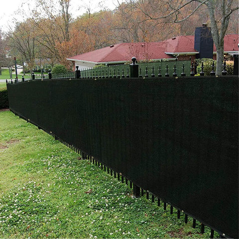 6 Feet By 50 Feet Privacy Screen For Fence Mesh Shade Net Cover Black Heavy Duty Fencing Privacy Barrier installed on yard fence