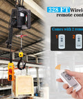 All In One Beefed Up Electric Hoist Winch 1100 Lb Portable With Double Hooks And Wireless Remote 110V lift in warehouse
