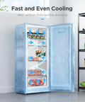 Big Capacity 7.1 Cu Ft Upright Freezer Refrigerator Convertible in Black showcasing 360° airflow for even cooling.
