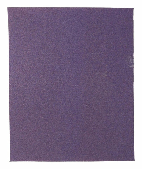 A single sheet from the Pro Grade 9x11 Purple Sandpaper Set Of 20 120 Grit Clog Resistant Abrasive That Reduces Hand Fatigue.