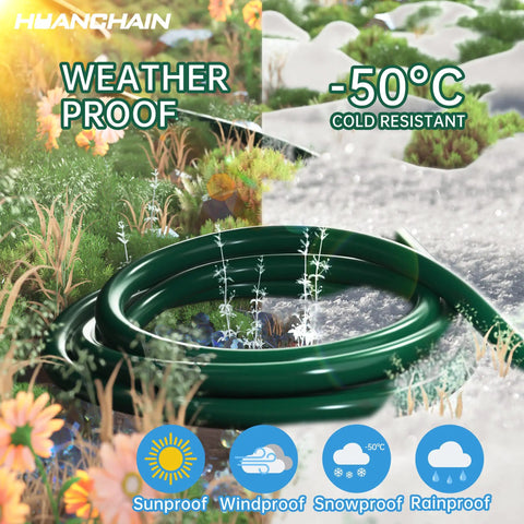 Green Outdoor Extension Cord 100 Ft Waterproof 16/3 Gauge SJTW Flexible Cold-Resistant 3 Prong Appliance Extension Cable in outdoor setting.
