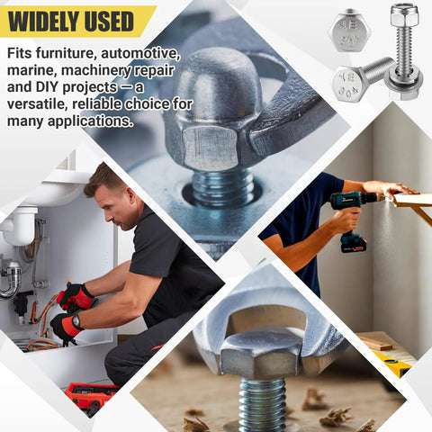 All-In-One Hardware Kit With 25 Sets Of 1/4-20 By 1-1/4 Inch Hex Head Bolts 304 Stainless Steel 18-8 Nuts And Bolts Used