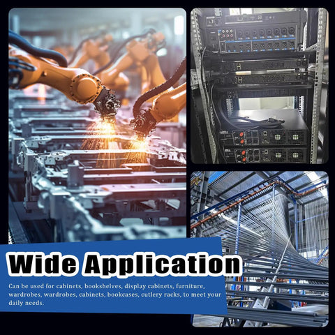 Heavy Duty Black Snap In Cage Nuts M4 Through M12 Carbon Steel Rack Mount Kit 84 Pieces displayed in a factory setting.