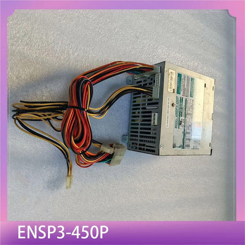 Heavy Duty Industrial Power Supply ENSP3 450P Rock Solid Switching Regulator Din Rail Mount, top view with wires.