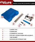 Manual And Electric Eccentric Flaring Tool Pro Grade With Nine Dies For Eccentric Flares On Copper Tubing in storage case