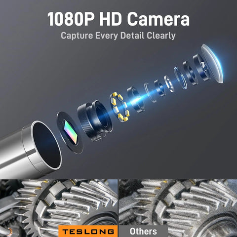 Exploded view of 1080P HD Camera components from Two-Way Articulating Borescope With Light USB-C Endoscope Inspection Camera
