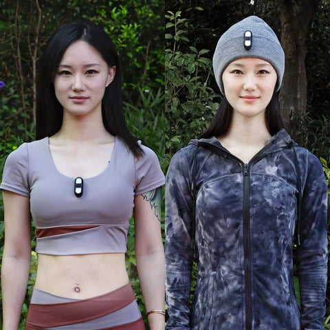 Women wearing Two Pack Clip On Running Lights For Nite Runners on clothing outdoors, showcasing LED clip-on feature and versatility.