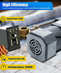 Heavy Duty Beefed Up 250W AC Gear Motor With Speed Controller, 135RPM Output, 10K Gear Reduction shown with controller on blueprint