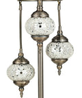 Three Globes Turkish Mosaic Table Lamp With Tiffany Style Stained Glass Handmade Boho Bedside Lamp Antique Metal Base