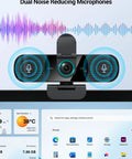 UHD 4K Webcam With Dual Mics, Wide Angle Lens, Privacy Cover And Tripod Stand on monitor for streaming and gaming.