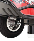 Close-up of Crazy Cart Sport 24V Electric Drifting Go Kart wheel and drift bar for precise controlled drifts, ages 9 plus