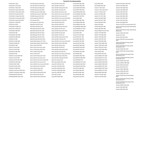 List of compatible motorcycle models for Heavy Duty 2mm Motorcycle Inner Tube 80/100x21 Butyl Rubber TR4 Valve Beefed Up Thick Replacement Tube