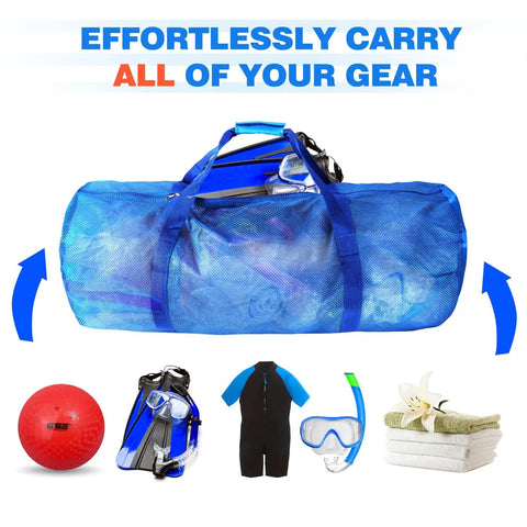 Heavy Duty Large Mesh Duffle Bag For Gym And Travel Dry Bag For Scuba Gear And Snorkeling Water Sports Tote with scuba gear