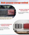 2 Pack Metal Mounting Plates With 100 Lb Load Capacity for Tool Storage in truck bed and workshop setup