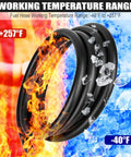Three Eighth Inch ID Fuel Line Hose Ten Feet NBR Rubber Push Lock Truck Grade High Pressure 300 PSI For Automotive Fuel Systems And Engines Durable Fuel Line For Cars with flames and ice showing temperature range -40°F to +257°F