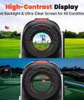 High-contrast display of Golf Rangefinder With Slope And Red Backlight, 1500-Yard Laser showing daytime and night vision views.