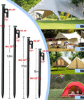 Heavy Duty Tent Stakes Kit With Hammer And Pouch, 12-Pack 10-Inch Forged Steel Stakes For Rocky Ground, size comparison chart