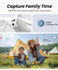 Dope RC Drone For Kids And Adults With 1080P HD FPV Camera Real Time Video Via App LED Lights in focus with smiling family outdoors