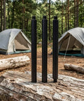 Heavy Duty Black Industrial Connector Lamp Post Kit 40cm Rod Tube Shaft With 1/4 Threaded Ends For Secure DIY Craft Rebuilding displayed outdoors.