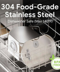 Stainless Steel Cat Water Fountain With 73oz Capacity Easy View Water Level Window in dishwasher, BPA free label visible.