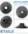 8 Speed 11 32T Bike Cassette For Mountain And Folding Bikes With Freehub Smooth Shifting Low Noise Beefy Steel Sprocket