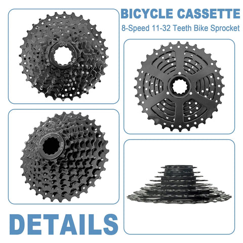8 Speed 11 32T Bike Cassette For Mountain And Folding Bikes With Freehub Smooth Shifting Low Noise Beefy Steel Sprocket