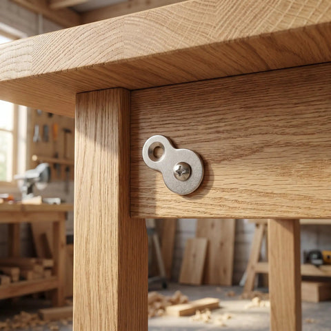 Heavy Duty Dual Hole Rock Solid Desk Fasteners With Screws Clips 30 Pcs Iron Tabletop Connectors Prepunched No Burrs For Wood Furniture Assembly Mirrors And Wooden Surfaces on table leg