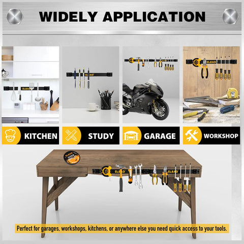 Beefy Magnetic Tool Holder Storage Organizer Set, 6 Piece, 12 Inch Wall Mount Rack for kitchen, garage, workshop, study uses