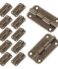12 Pack Small Iron Hinges With Rounded Corners 1.4 Inch Antique Bronze Cabinet Butt Hinges For Wooden Jewelry Boxes