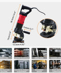 Beast 1400W Electric Hydraulic Hole Puncher with dimensions, used for punching steel, iron, aluminum, and copper plates.