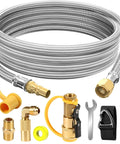12Ft Propane Quick Connect Hose For RV To Grill, Stainless Steel Braided With Elbow Adapter, One Quarter Inch Female Quick Disconnect