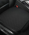 Premium Linen Front Car Seat Cover With Cushioned Pad, Sideless Design, Universal Fit, Black, 1 Piece Front Driver Seat Cover.