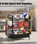 Rolling Ball Storage Cart And Sports Gear Organizer For Garage And Home Gym Indoor And Outdoor Use Holds Basketballs Soccer Balls