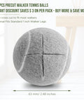 Gray precut tennis ball for furniture legs, 63 mm diameter, close-up of cross cut for chair and desk leg use.