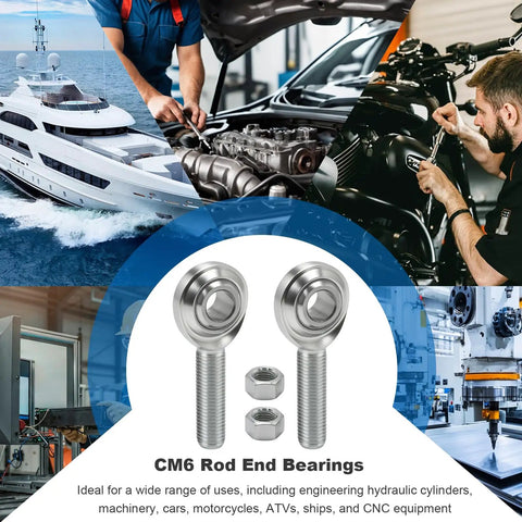 Two Pack Rod End Bearings With Three Eighths Inch Bore And Right Hand Thread, Jam Nuts Included, in industrial use
