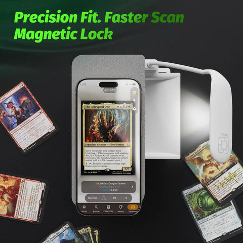 Trading Card Scanner Stand With LED Light And Magnetic Base For MTG And TCG, Fast Slotted Scan For Unsleeved Cards, Quick Price Checks