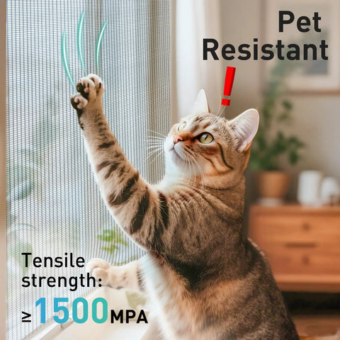 Cat scratching Heavy Duty 304 Stainless Steel Window Screen Roll 35 Inch By 10 Foot Black PVC Coat 22 Mesh Rust Resistant