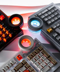 98 Key Silent Mechanical Keyboard With Hot Swappable RGB Lighting And Tri Mode Wireless Setup, featuring red and blue lighting.