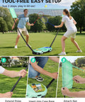 People setting up portable badminton net set with pop up design, including 4 rackets, shuttlecocks, and carry case for quick play.