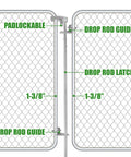 36 Inch Chain Link Drop Rod Gate Latch For Double Gates Pull Style Fence Gate Lock For 1 3 Eighths Inch Frame installation