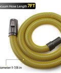 Direct Replacement Wet Dry Vacuum Hose 1 7 Eighth Inch By 7 Foot For DeWalt Systems coiled with black fittings