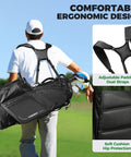 Back view of man carrying Lightweight 14 Way Golf Stand Bag with dual straps, showing padded straps and ergonomic design.
