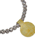 Gold Tyvek Self Adhesive Dumbbell Jewelry Price Tags 1000 Pack for Rings, Bracelets, Necklaces and Pendants on bracelet.
