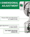 Close-up of Two Pack Cabinet Hinges With 108 Degree Opening One Inch Overlay Screw On Compact Design Boss Level Soft Close adjustment features