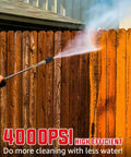 Using Rotating Turbo Nozzle For Pressure Washers 4000 PSI With Stainless Steel Filter on wooden fence