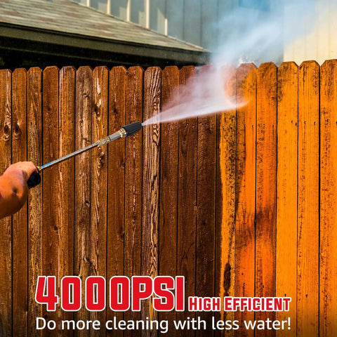 Using Rotating Turbo Nozzle For Pressure Washers 4000 PSI With Stainless Steel Filter on wooden fence