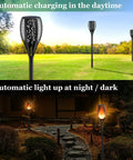 Solar Torch Lights With Realistic Flickering Flame 96 LEDs 43 Inch Outdoor Waterproof Landscape Lights for patio path at night